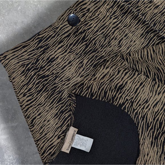 VINTAGE Grunge Susan Lawrence Slinky Travelers Knit Style Tiger Print Skirt Set - Picture 6 of 11